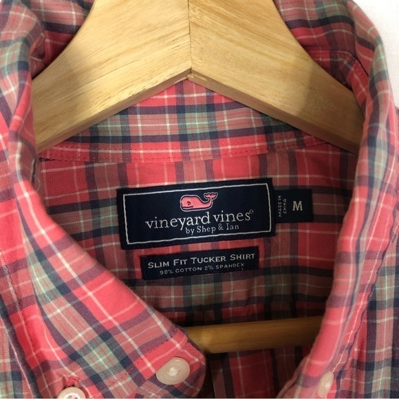 Vineyard Vines Pink Plaid Slim Fit Tucker Long Sleeve Button Down M - Picture 4 of 4